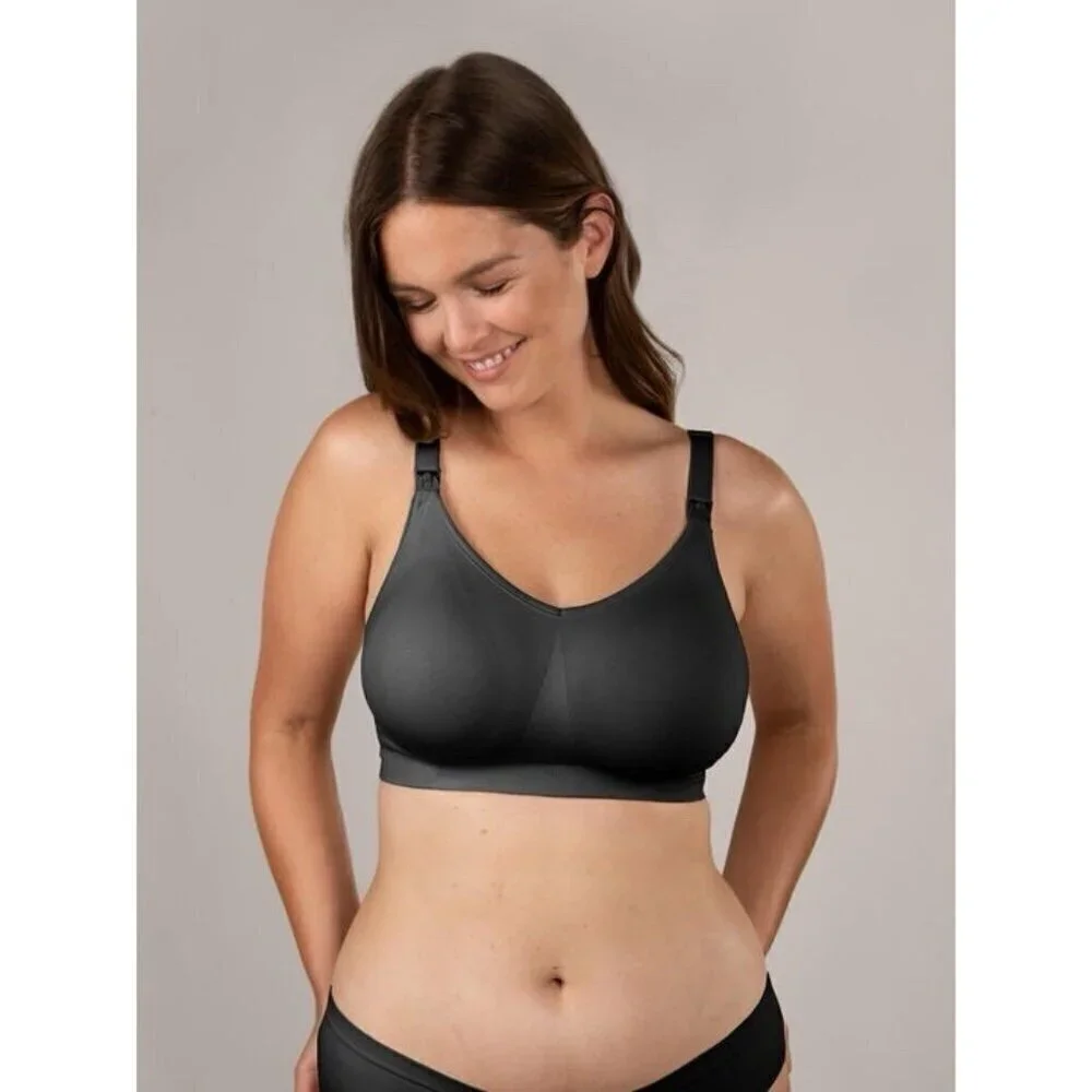 Bravado Womens Body Silk Seamless Nursing Bra Sz XL Black Wireless Seamless